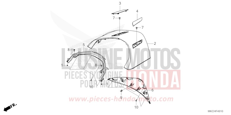 UPPER CENTER REAR COVER for Gold Wing PEAL DEEP MUD GRAY (NHC47B) from 2021